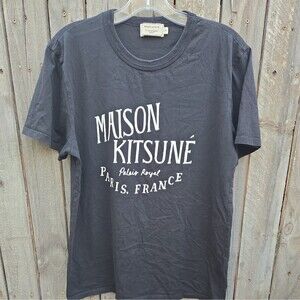 Maison Kitsuné Shirt size S  black Cotton Graphic Paris Logo Casual Short Sleeve
